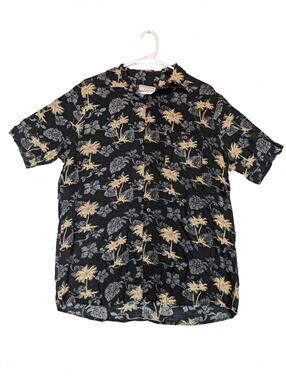 Covington Hawaiian Palm Tree Floral Button Up Shirt Short Sleeve Mens Large